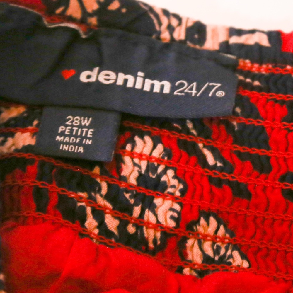 Denim 24/7 Red Floral Handkerchief Hem Skirt – 28W Petite - Picture 12 of 12